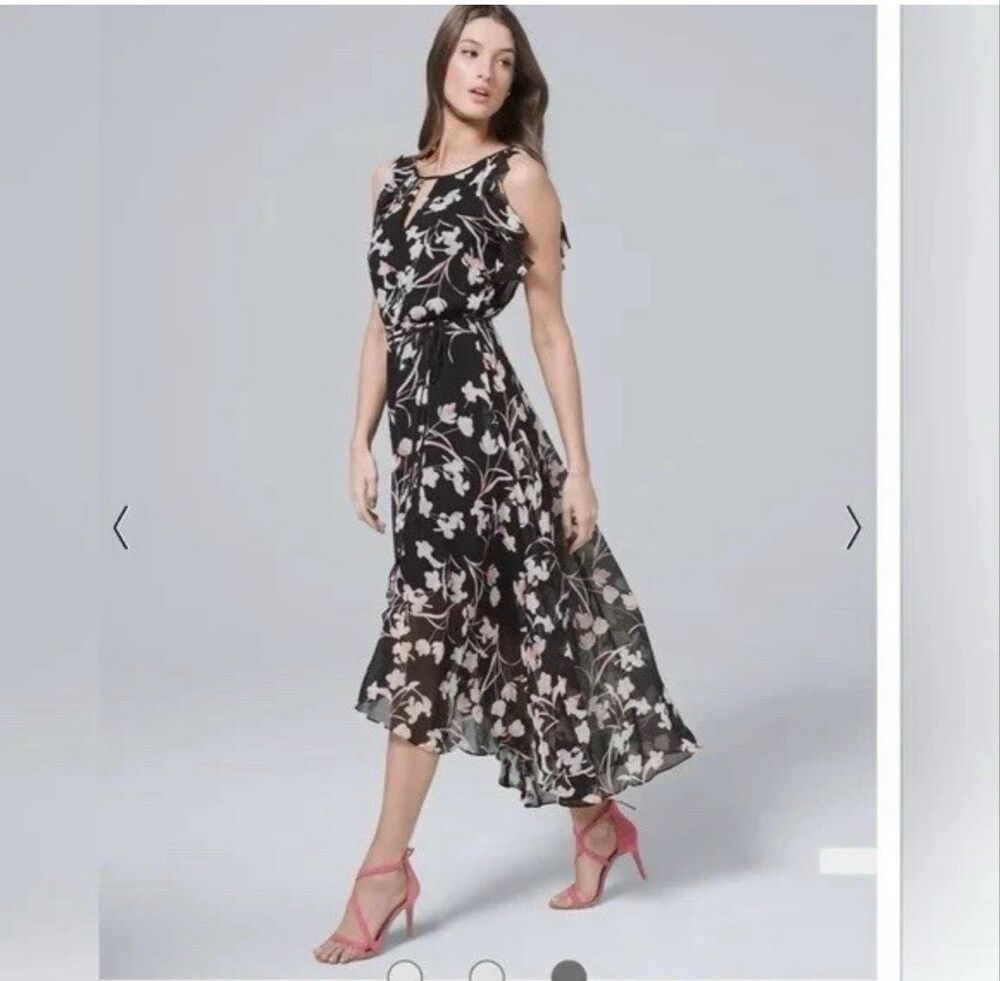 White House Black Market Women’s Floral Dress Size 14 High Low Maxi